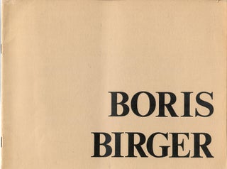 Item #10456 Boris Birger: A Catalogue