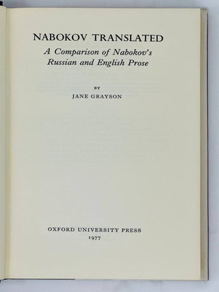 Nabokov Translated. A Comparison of Nabokov's Russian and English Prose