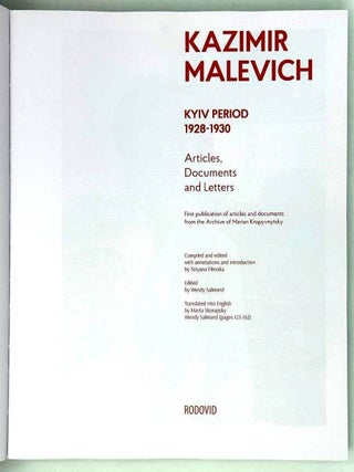 Kazimir Malevich. Kyiv period. 1928-1930. Articles, Documents and Letters