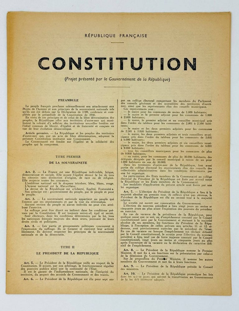 Item #29027 Constitution of French Republic